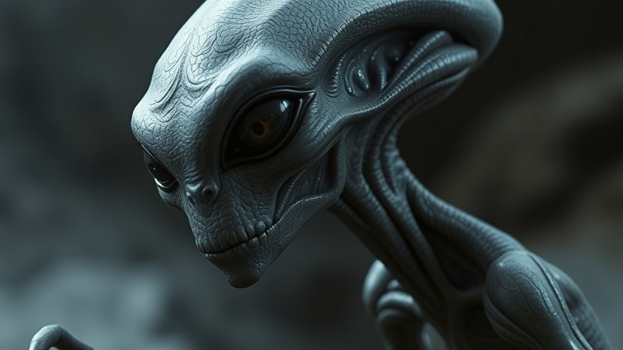 A grey alien representing unidentified aerial phenomena in scientific exploration.