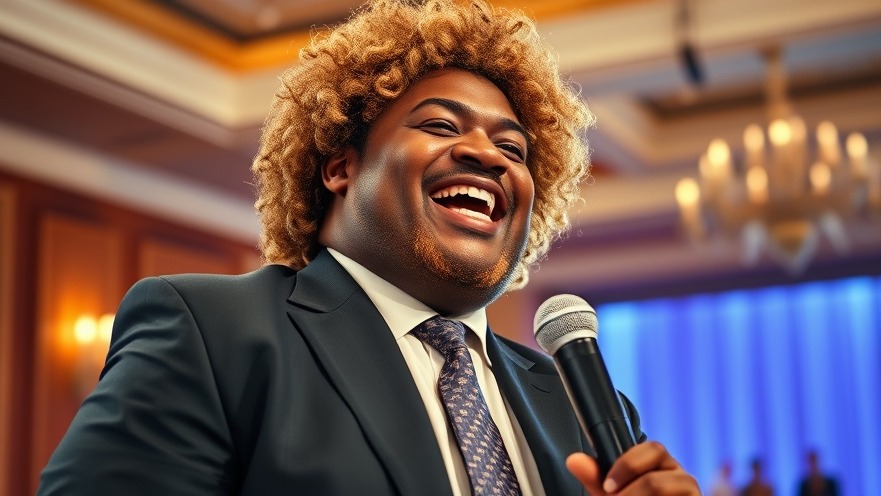Humorous NFL news moment with man laughing in tight suit.