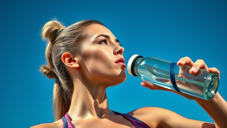 Athletic woman enjoying outdoor fitness with a determined look, sipping water.