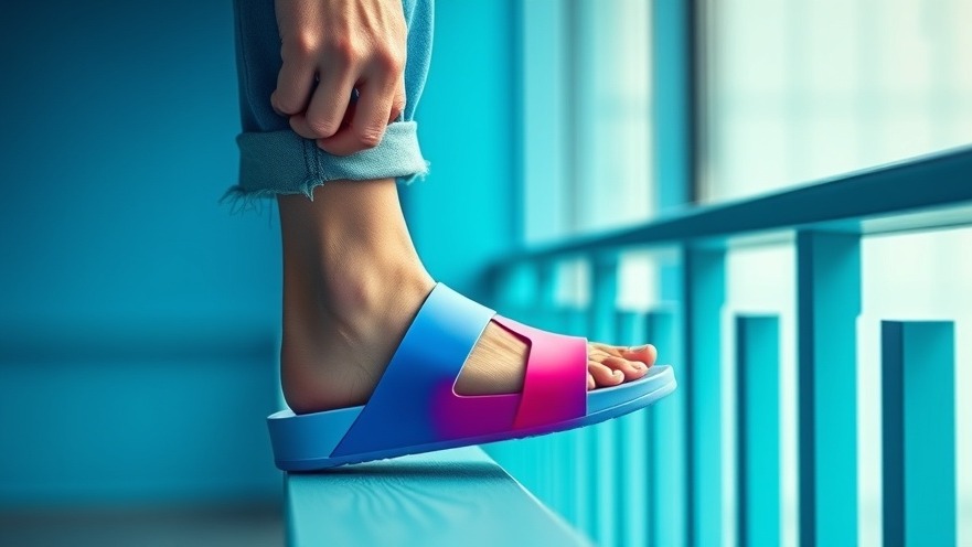 Stylish recovery sandal in serene setting, showcasing healthy lifestyle habits.