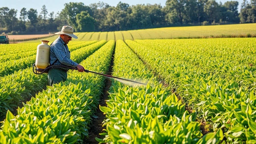 Farm worker spraying crops, promoting nutrition for seniors through energy management techniques.