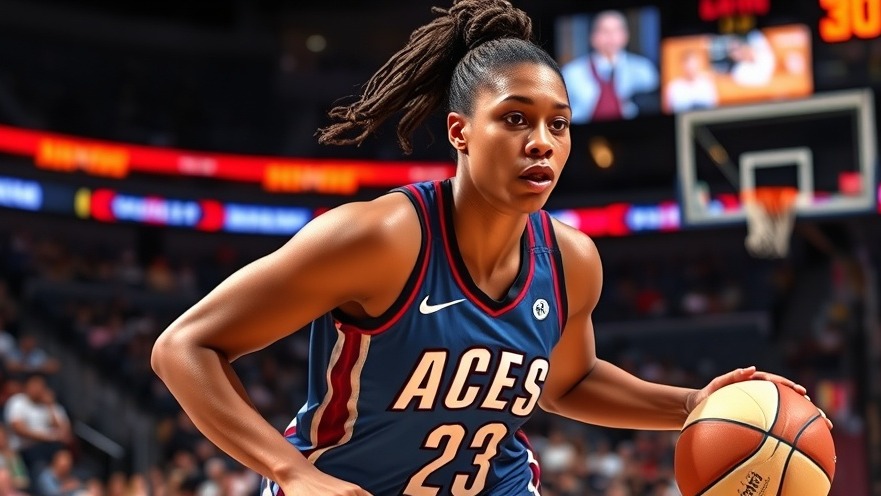A'ja Wilson in ACES jersey showcasing dynamic movement during a WNBA game.