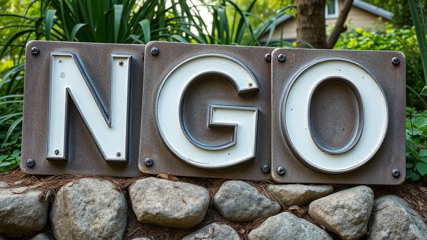 Sign reading 'NGO' highlighting non-governmental organizations funding impact in politics.