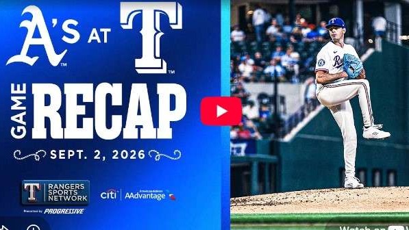 Rangers vs A's game recap with pitcher in action