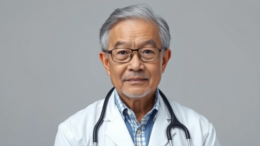Elderly Japanese doctor promoting longevity diet for heart health and healthy aging.