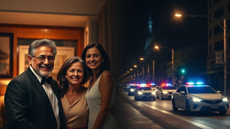 Contrasting family portrait and nighttime murder trial scene, exploring wrongful conviction.