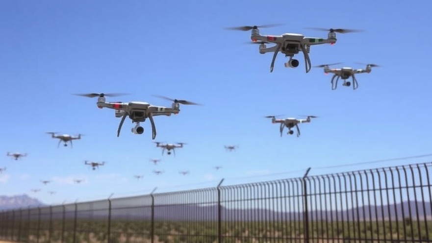 Drones monitoring U.S. border security against drug smuggling trends.