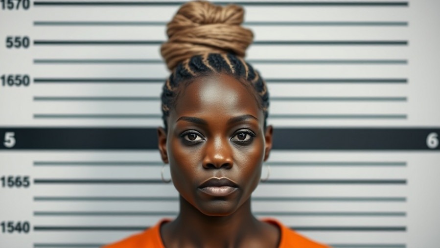 Mugshot of a black woman with police lineup backdrop, highlighting Austin police reports.