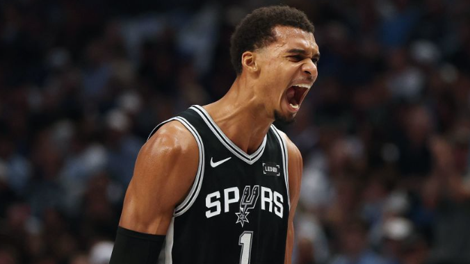 San Antonio Spurs vs Portland Game 4 poster featuring players.