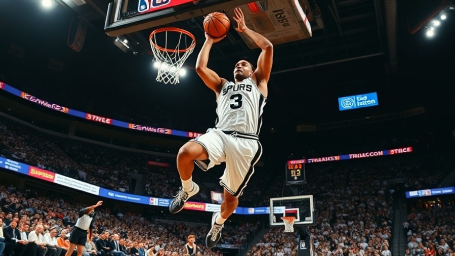 Dynamic jump shot of a #3 San Antonio Spurs player, showcasing basketball player dynamics.