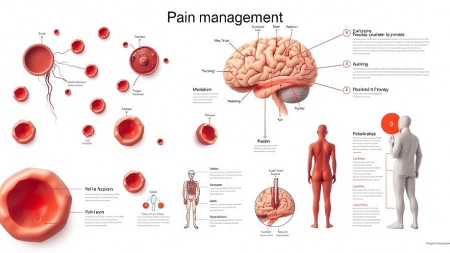 Medical infographic on pain management technology with detailed diagrams and patient figures.