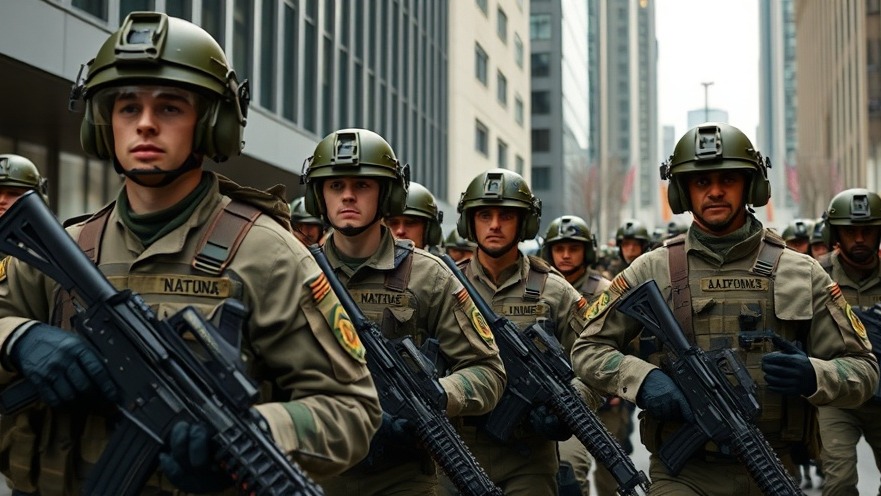 California National Guard soldiers maintaining autonomy amid federal military authority in urban tension