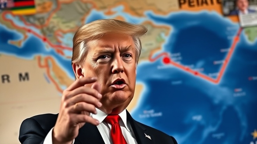 Intense Trump analyzing military tensions and oil trade in the Strait of Hormuz.