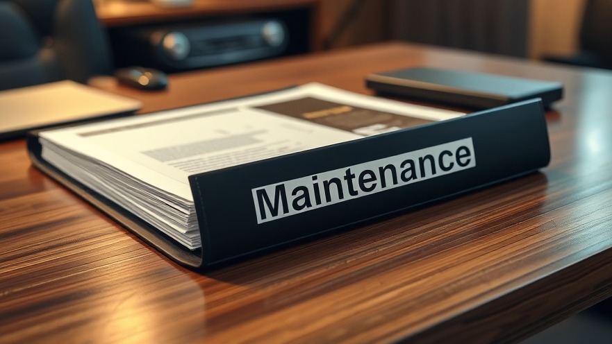 Organized car maintenance records in a sleek folder on a wooden desk.