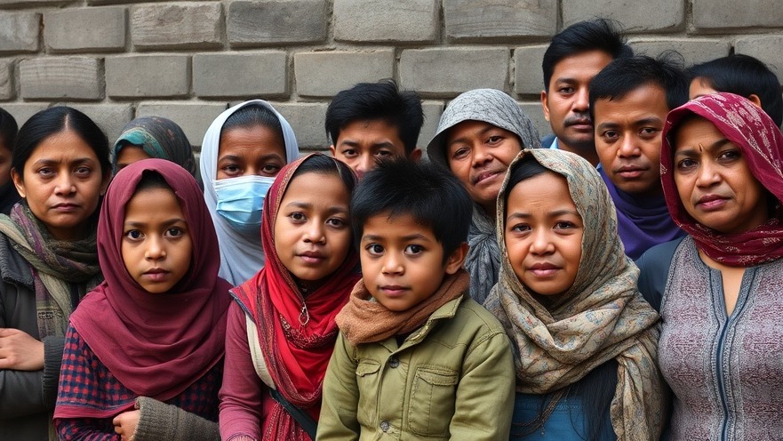 Miserable diverse group of immigrants reflecting current events in the US.