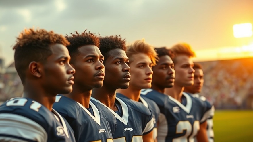 Excited diverse NFL rookies in crisp uniforms, showcasing impactful rookie potential.