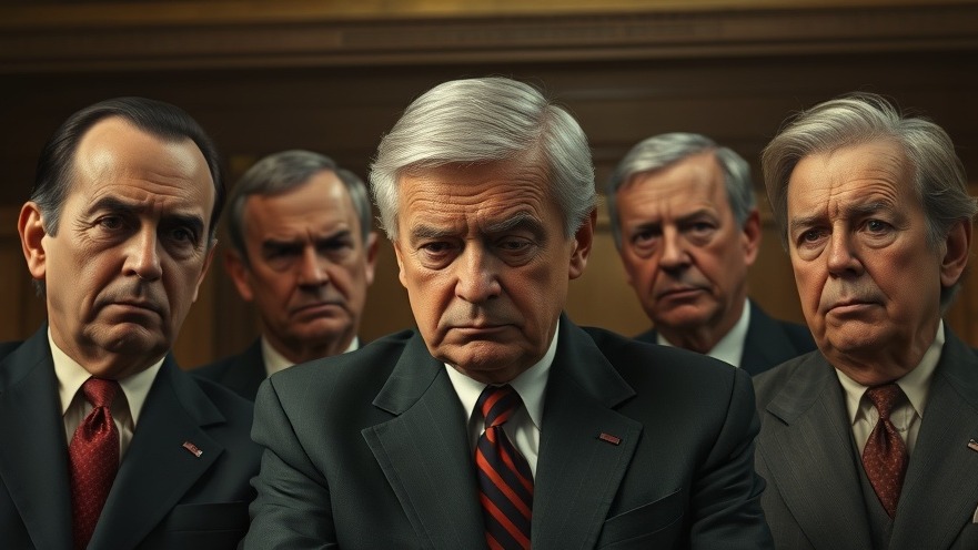 Photorealistic image of five sad congress people reflecting Texas news today.