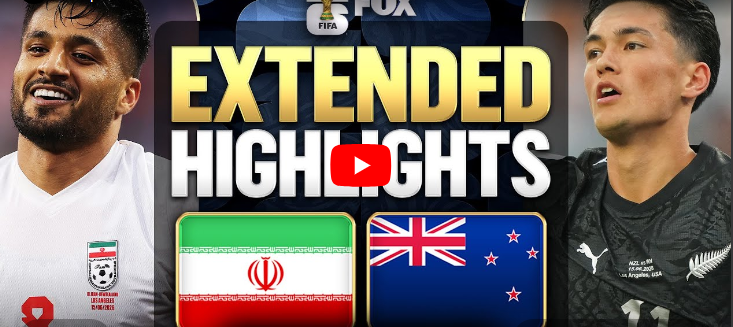 Iran vs New Zealand FIFA World Cup Highlights collage with players.