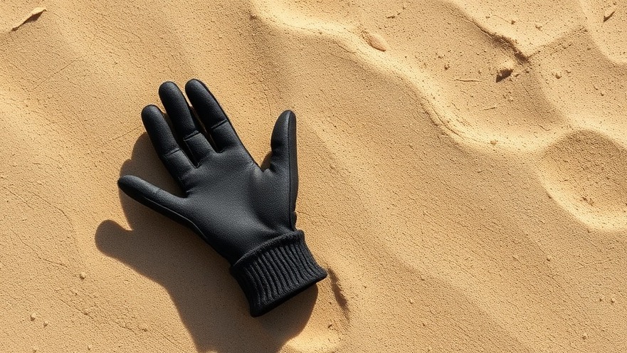 Empty black glove on desert ground, symbolizing breaking national news.