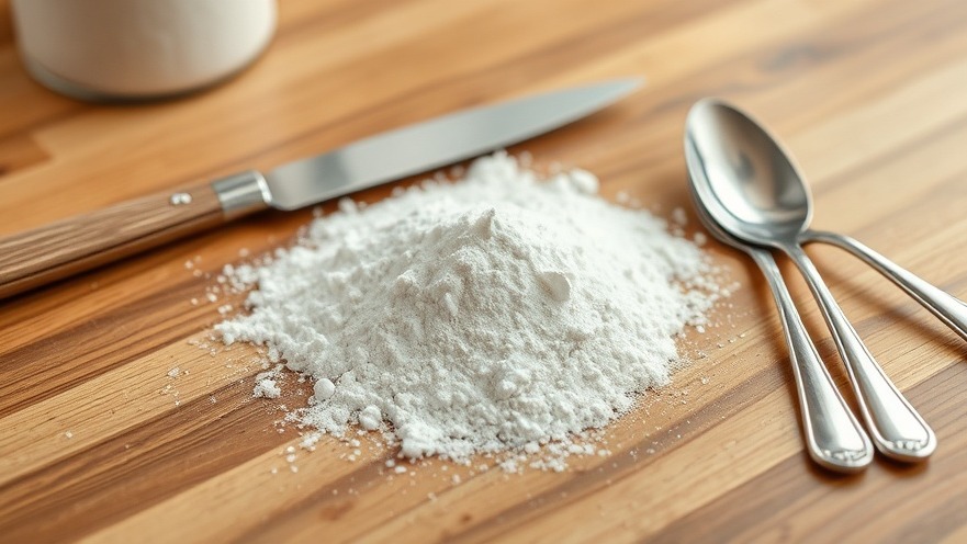 Healthy choices in Austin: a kitchen table scene with white powder and utensils.