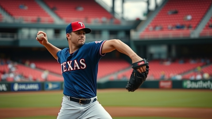 Jacob deGrom pitches for the Texas Rangers in a dynamic MLB action shot.