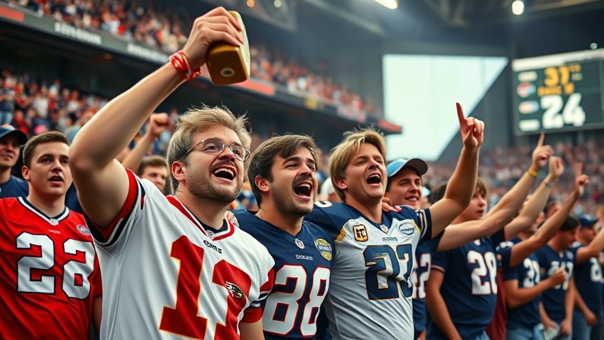 Excited NFL fans in team jerseys cheering in a stadium, showcasing athlete endorsements and fan favorites.