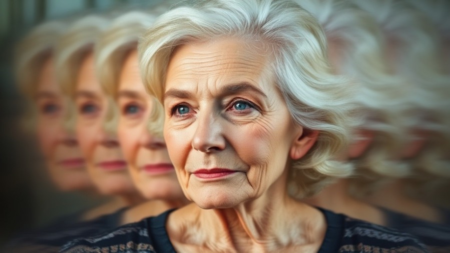 Abstract portrait of an older woman embodying mindfulness for seniors and stress relief.