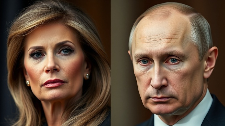 Melania Trump and Putin in serious expressions, highlighting American foreign policy.