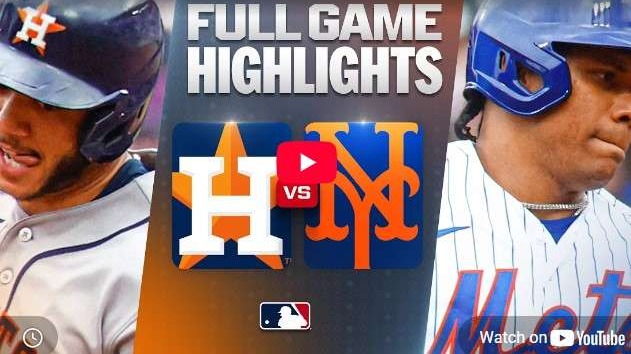 Astros vs Mets highlights featuring players and team logos