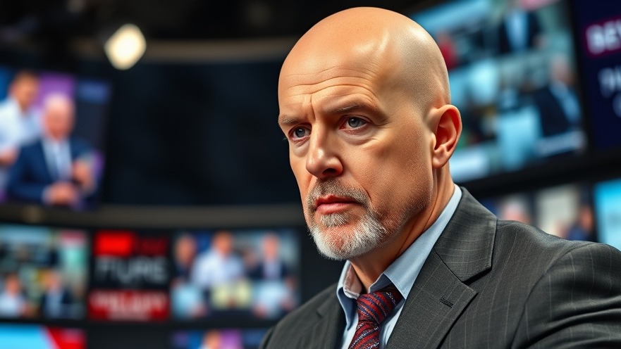 Bald white male commentator discusses the immigration debate in a modern studio.