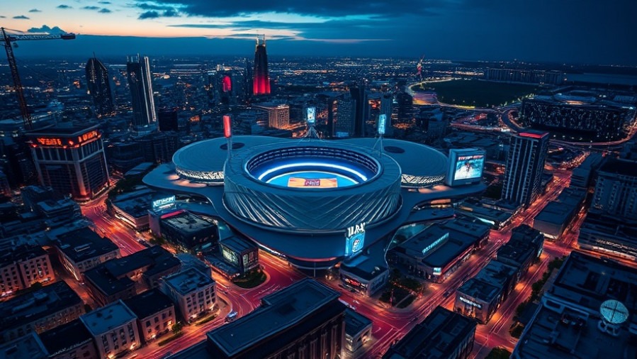Aerial view of San Antonio's skyline with the Spurs arena, highlighting local economy progress.