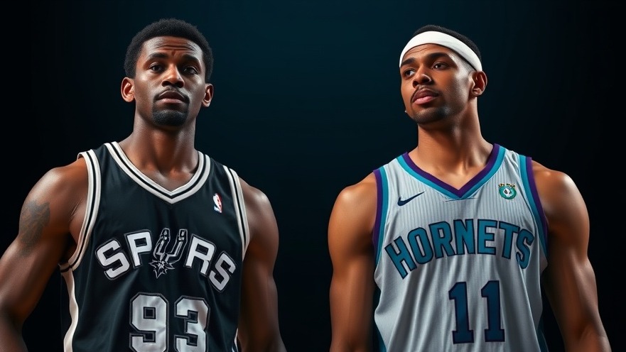 Dramatic basketball players in Spurs and Hornets jerseys, embodying San Antonio sports news.