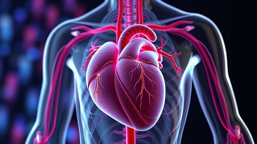 Conceptual image of the cardiovascular system highlighting climate change impact on heart health.