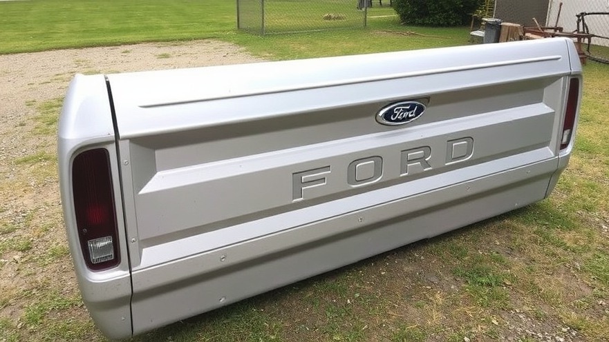 Detached silver Ford truck tailgate in front yard, related to Houston crime news.