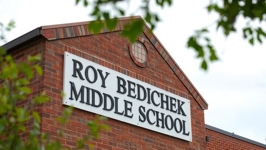 Close-up of Roy Bedichek Middle School sign in Austin, highlighting local education news.