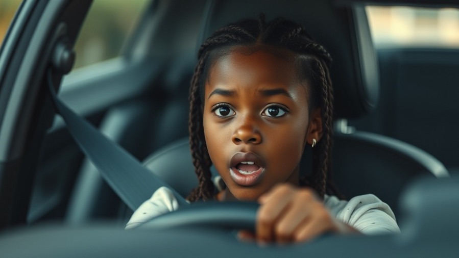 Scared young black girl in car, highlighting Bexar County tragedy and child endangerment.