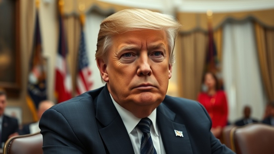 Photorealistic image of Trump in a formal meeting, reflecting on U.S. military news.