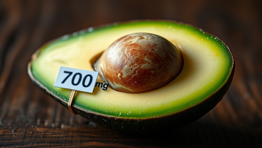 Avocado high in potassium, aiding mineral deficiency and blood pressure.
