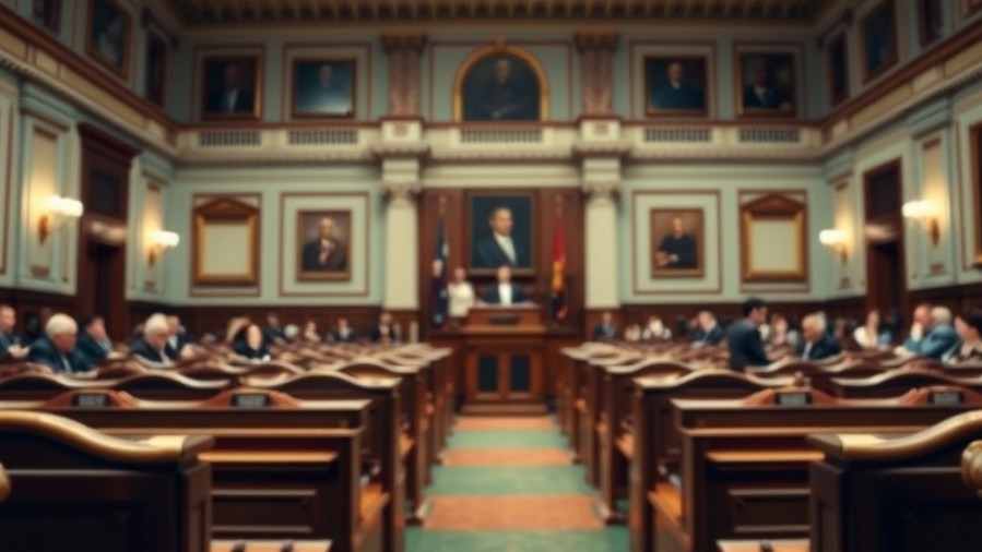 Quiet Texas legislative chamber illustrating impact of Senate Bill 14 on transgender healthcare.