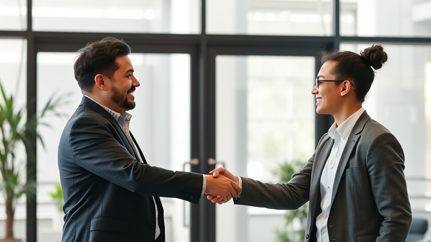 Job applicant shaking hands with hiring manager, reflecting U.S. job market trends.