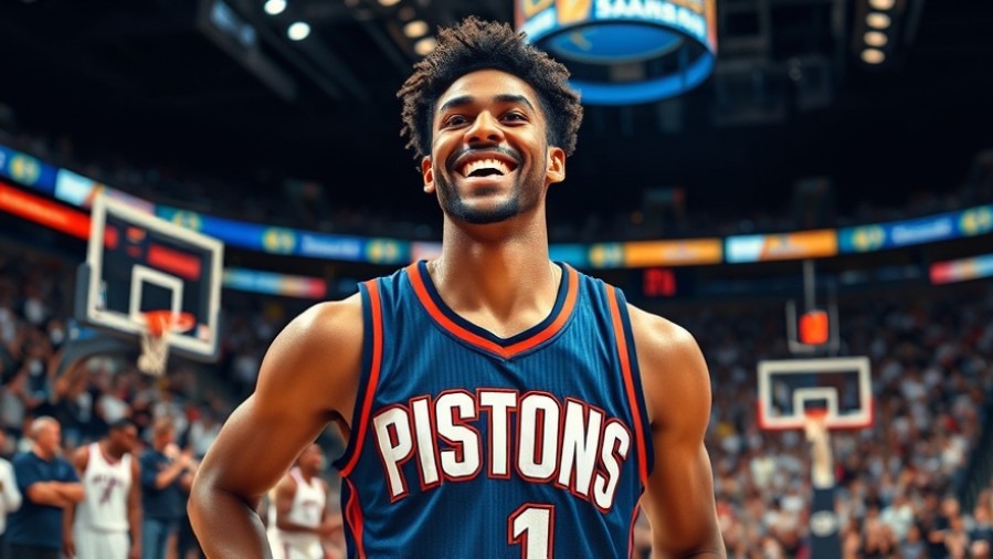 Smiling PISTONS player amidst cheering crowd, capturing NBA highlights from November 2025.
