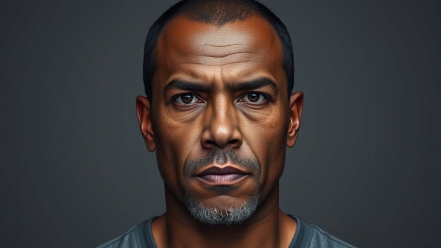 Serious dark-skinned Mexican man portrait, reflecting public safety news San Antonio.