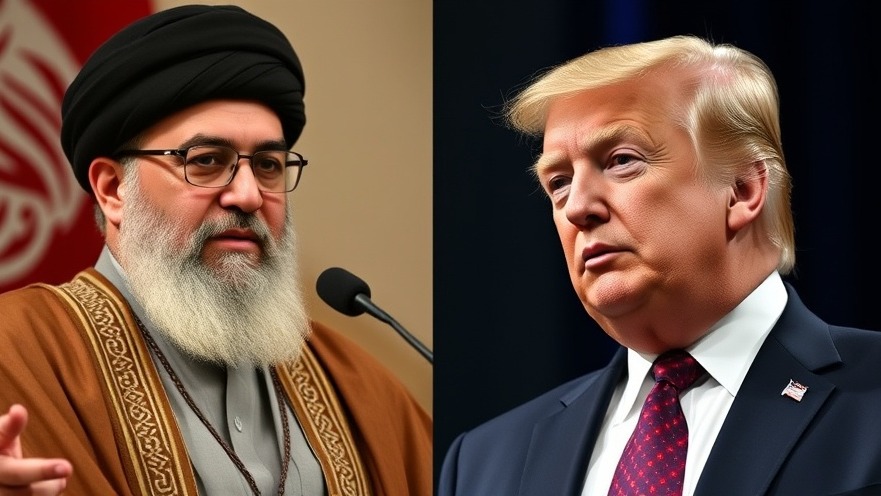 Split screen of Trump and Ayatollah, highlighting Iran demonstrations for government change.