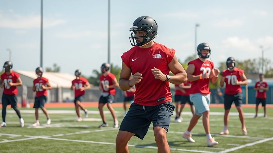 Pro Bowl players in casual wear practicing on field, showcasing NFL entertainment.