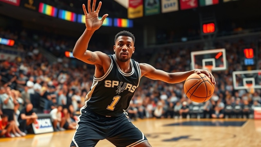 NBA young talents: Victor Wembanyama blocking an opponent in vibrant Spurs arena