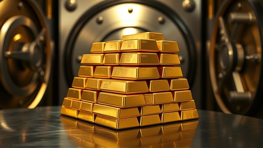 Gold bars stacked in a bank vault, illustrating the gold investment outlook.