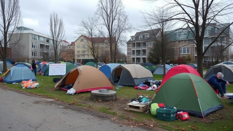 Exploring natural health tips at a homeless camp focused on health and wellness.