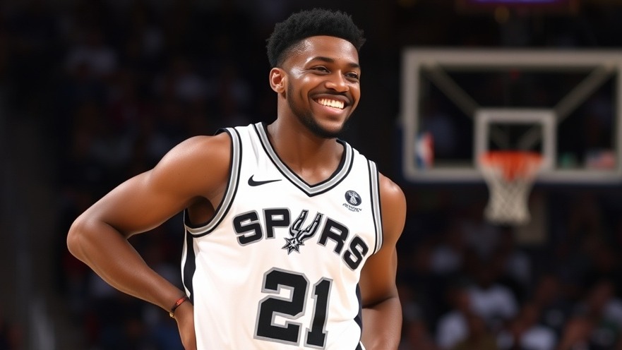 San Antonio Spurs highlights: player in white uniform smiling post-game.