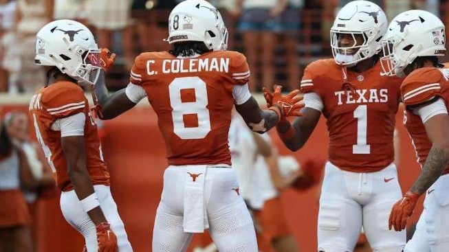 Texas football team entrance scene on TV broadcast
