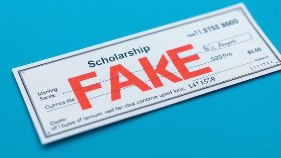 Detailed image of a fake scholarship check highlighting nonprofit fraud prevention.